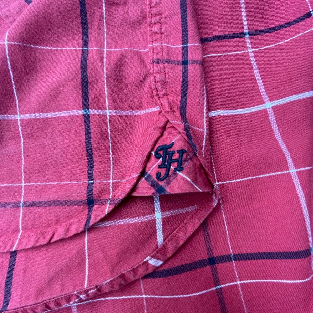 Tommy Hilfiger Short Sleeved Red Check Buttoned Down Shirt Size L - Picture 6 of 8